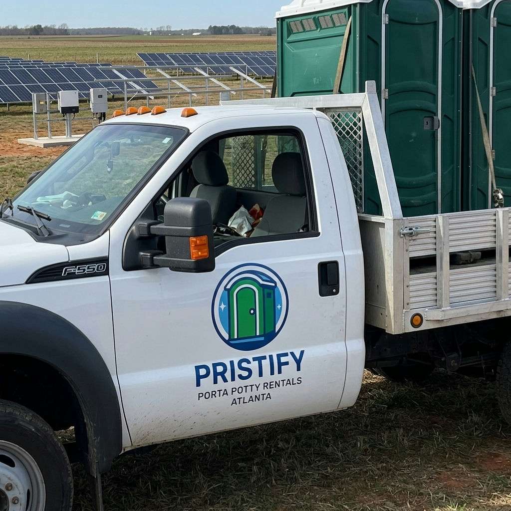 Pristify vacuum service truck on a portable toilet route in metro Atlanta